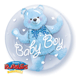 Baby Blue Bear Double Bubble 24″ Bubbles Balloon by Qualatex from Instaballoons