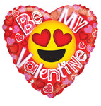 Be My Valentine Emoji Heart 18″ Foil Balloon by Convergram from Instaballoons