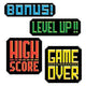 Decoraciones recortadas de letreros de acción de 8 bits (juego de 4 piezas)