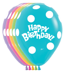 Betallic Latex Deluxe Assorted Polka Dot Birthday 11″ Latex Balloons (50 count)