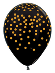 Betallic Latex Deluxe Black w/ Gold Confetti Print 11″ Latex Balloons (50 count)