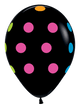 Deluxe Black with Neon Print Multi Polka Dot 11″ Latex Balloons (50 count)