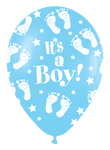 Betallic Latex Fashion Light Blue Baby Boy Footprints 11″ Latex Balloons (50 count)
