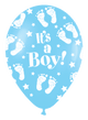 Fashion Light Blue Baby Boy Footprints Globos de látex de 11″ (50 unidades)