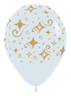 Globos de látex Fashion White con diamantes dorados de 11″ (50 unidades)