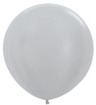 Betallic Latex Metallic Silver 24″ Latex Balloons (10)