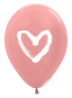 Corazón pintado en globos de látex de 11″ de oro rosa metálico (50 unidades)
