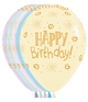Pastel Assortment Pastel Gold Birthday 11″ Latex Balloons (50 count)