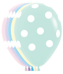 Betallic Latex Pastel Matte Assortment w/ White Polka Dots 11″ Latex Balloons (50 count)
