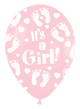 Pastel Pink Baby Girl Footprints 11″ Latex Balloons (50 count)