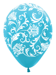 Betallic Latex Pearl Caribbean Blue Damask 11″ Latex Balloons (50 count)