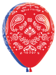 Betallic Latex Red and Blue Bandana Print 11″ Latex Balloons (50 count)