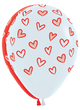 Blanco Rojo Forever Hearts Surtido 11″ Globos de látex (50 unidades)