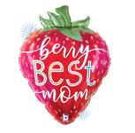 Betallic Mylar & Foil Best Mom Strawberry Holographic 26″ Balloon