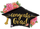 Congrats Grad Floral Graduation Hat Globo de 41″