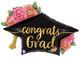 Congrats Grad Floral Graduation Hat 41″ Balloon