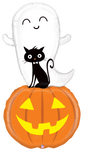 Betallic Mylar & Foil Ghost Cat Pumpkin Halloween 60″ Balloon