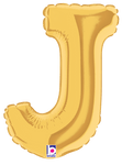 Betallic Mylar & Foil Gold Letter J (requires heat-sealing) 7″ Balloon