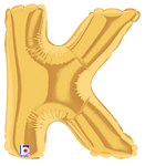 Betallic Mylar & Foil Gold Letter K (requires heat-sealing) 7″ Balloon