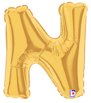 Betallic Mylar & Foil Gold Letter N (requires heat-sealing) 7″ Balloon