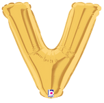 Betallic Mylar & Foil Gold Letter V (requires heat-sealing) 7″ Balloon