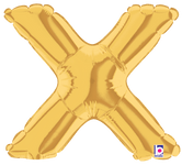 Betallic Mylar & Foil Gold Letter X (requires heat-sealing) 7″ Balloon
