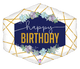 Happy Birthday Gold White Navy Geométrico Globo de 30″