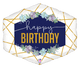 Happy Birthday Gold White Navy Geometric 30″ Balloon