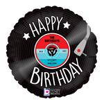 Betallic Mylar & Foil Happy Birthday Music Record 18″ Balloon