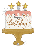 Betallic Mylar & Foil Happy Birthday Rose Gold Confetti Cake 32″ Balloon