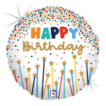 Betallic Mylar & Foil Happy Birthday Star Candles 18″ Balloon