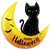 Betallic Mylar & Foil Happy Halloween Moon and Cat 41″ Balloon