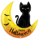 Globo Feliz Halloween Luna y Gato 41″