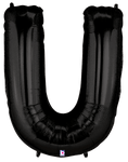 Betallic Mylar & Foil Letter U Black 40″ Balloon