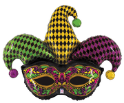 Betallic Mylar & Foil Mardi Gras Jester Mask 45″ Balloon