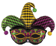 Betallic Mylar & Foil Mardi Gras Jester Mask 45″ Balloon