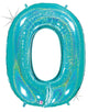 Number 0 Glitter Holographic Robins Egg Blue 40″ Balloon