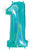 Betallic Mylar & Foil Number 1 Glitter Holographic Robins Egg Blue 40″ Balloon