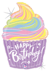 Betallic Mylar & Foil Pastel Birthday Cupcake 27″ Balloon