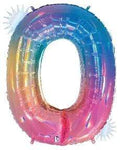 Betallic Mylar & Foil Rainbow Opal Megaloon Number 0 40″ Balloon