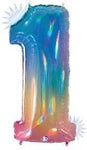Betallic Mylar & Foil Rainbow Opal Number 1 40″ Balloon