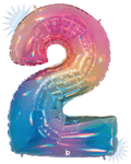 Betallic Mylar & Foil Rainbow Opal Number 2 40″ Balloon