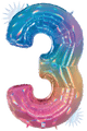 Rainbow Opal Number 3 34″ Balloon