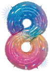 Betallic Mylar & Foil Rainbow Opal Number 8 40″ Balloon