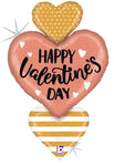 Betallic Mylar & Foil Rose Gold Valentine Heart Trio 38″ Balloon