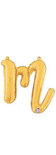 Script Cursive Balloon Letter M Gold