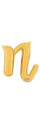 Script Cursive Balloon Letter N Gold