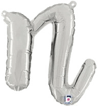 Betallic Mylar & Foil Script Cursive Balloon Letter N Silver