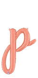 Script Cursive Balloon Letter P Rose Gold