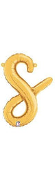 Script Cursive Balloon Letter S Gold